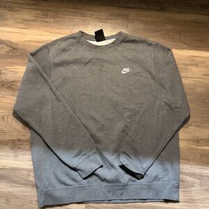Nike Men's Gray Crewneck Sweatshirt with White Logo
